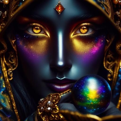Mysterious Woman with Orb in Baroque Digital Painting