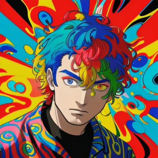 Man in Colorful Jumpsuit: A Pop Art Portrait