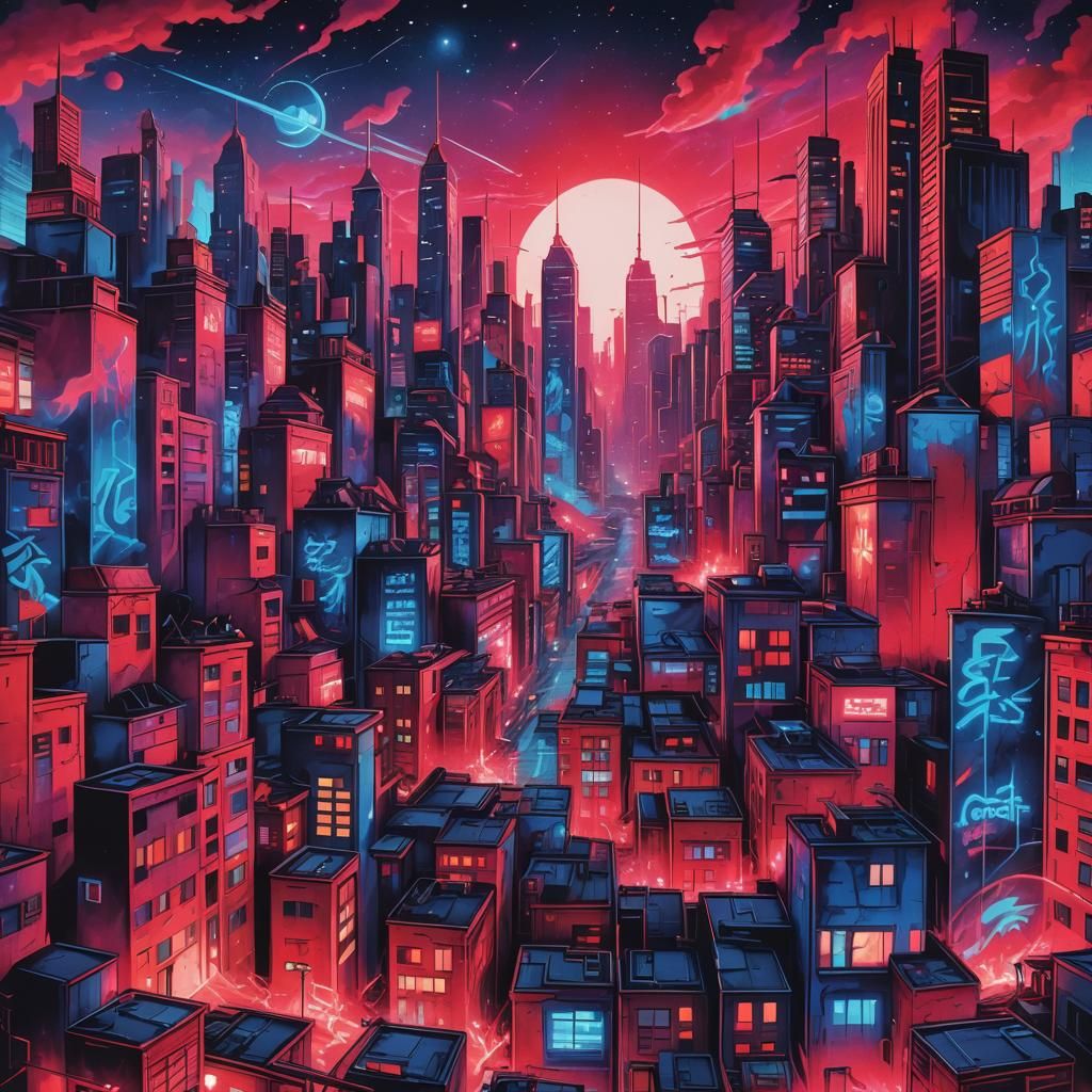 Ethereal Graffiti: Urban Meets Celestial Mural Art