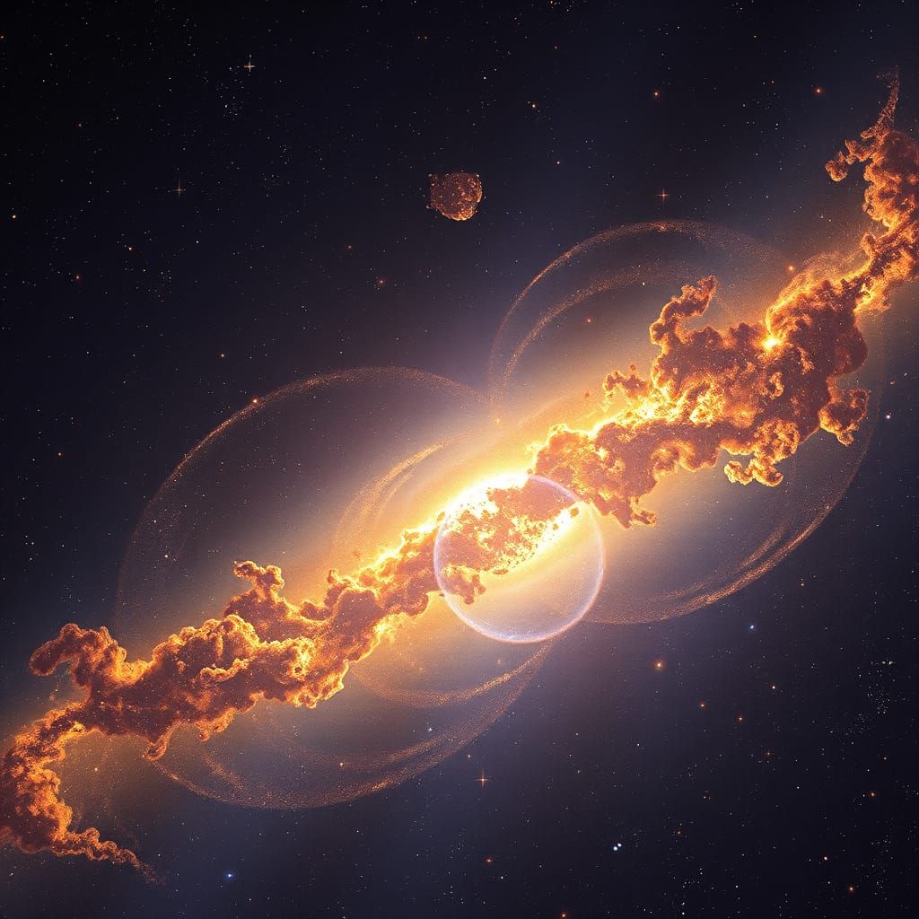 Golden Galaxy in Deep Space Art