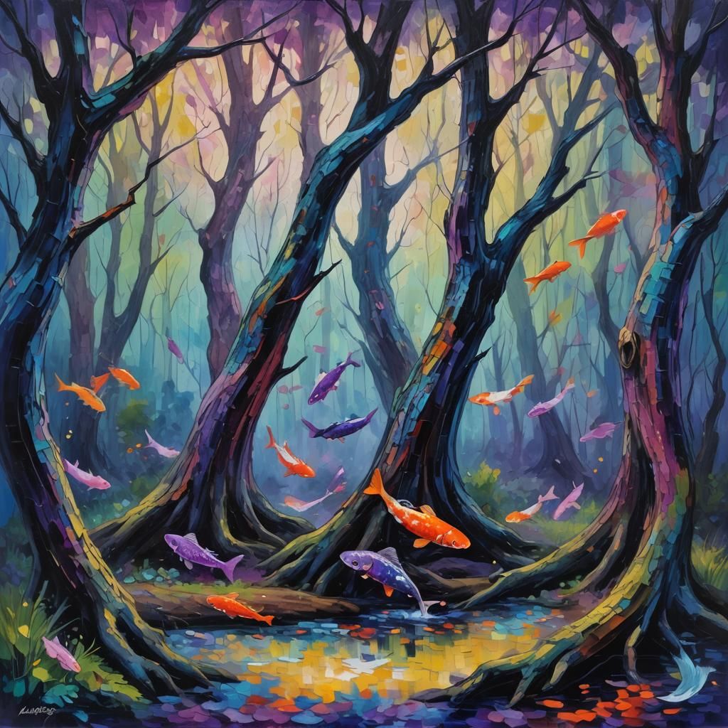 Living Closet in Neo-Impressionistic Expressionist Style