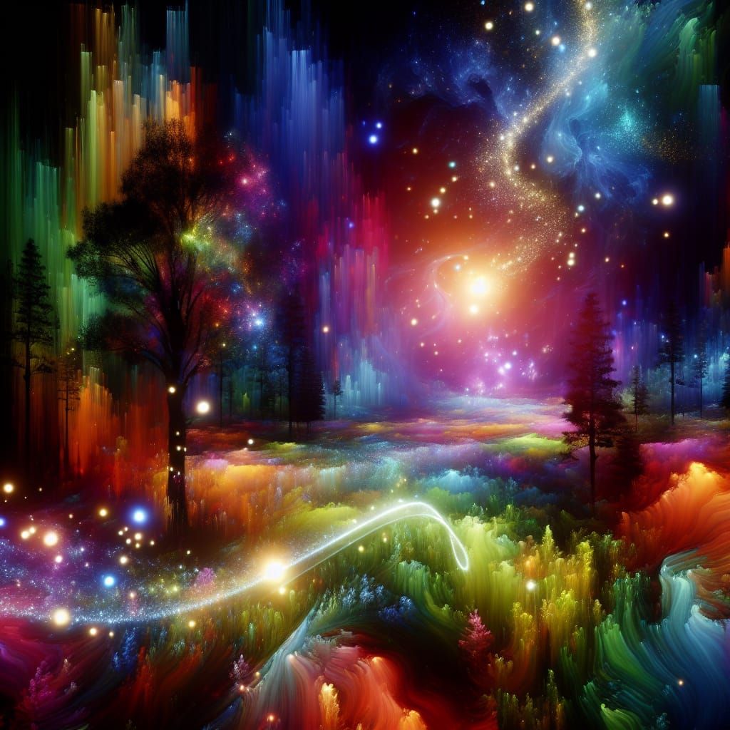 Mysterious Magical Landscape with Vibrant Colors