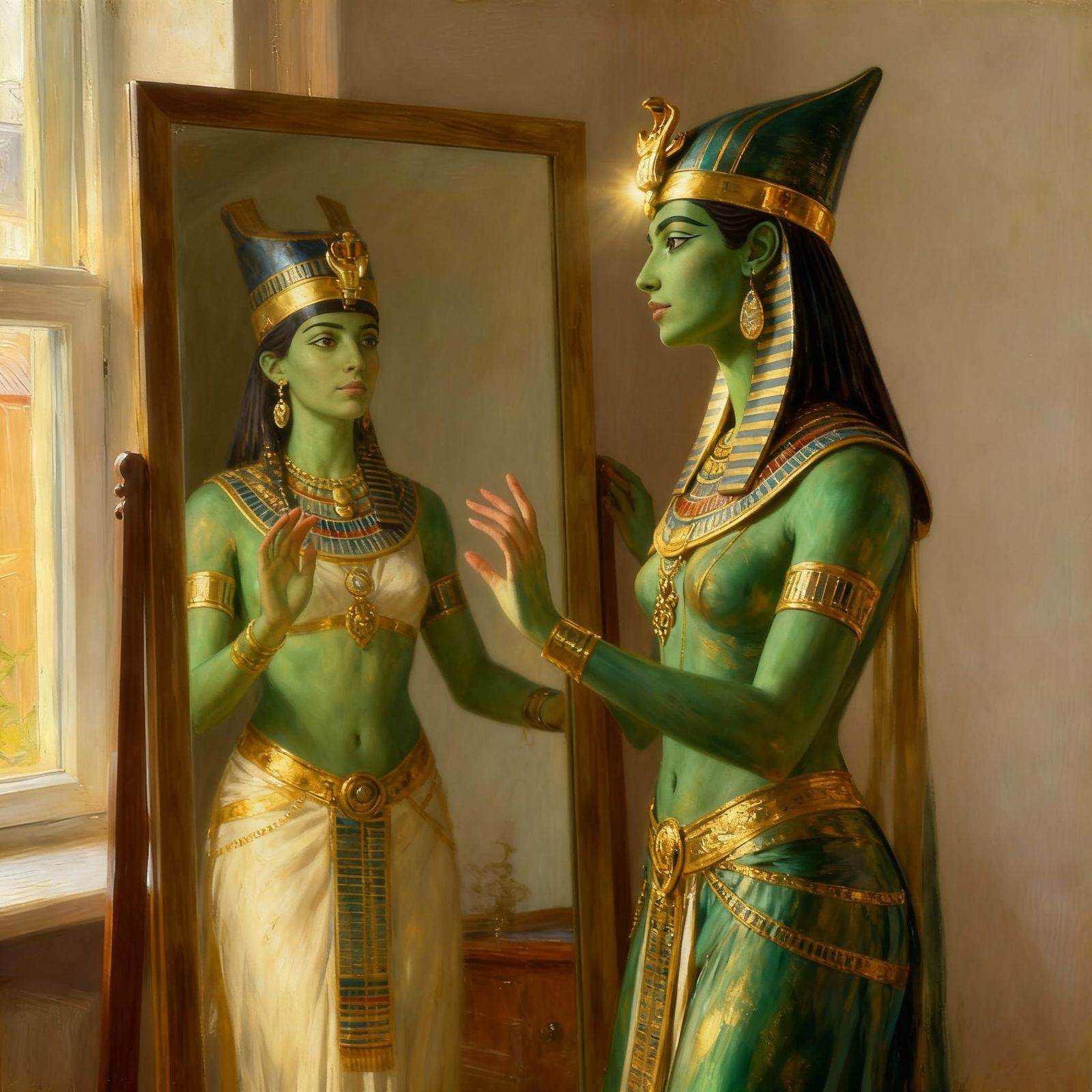 19th Century Girl's Reflection in Minimalist Home