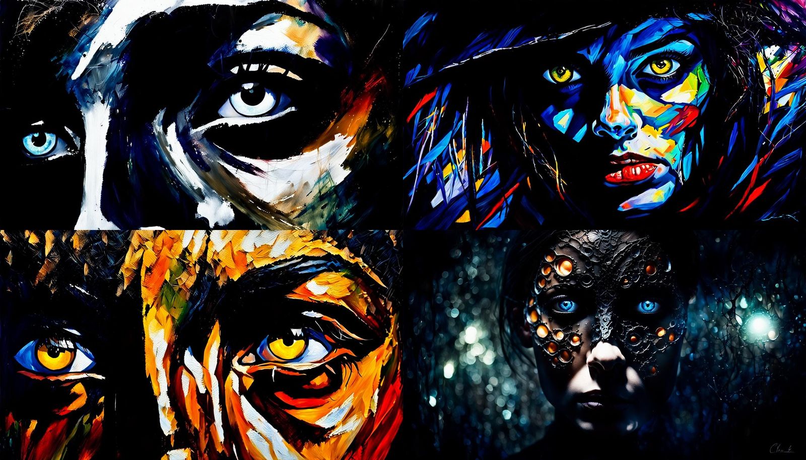 Deceptive Angel: A Chiaroscuro Acrylic Painting