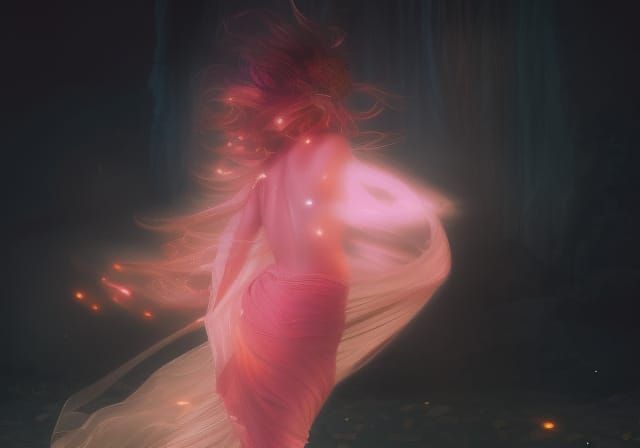 Fantasy Dancer in Shimmering Dress, Detailed Digital Art