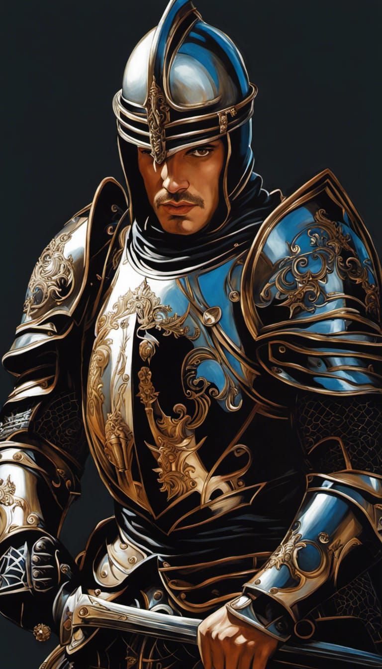 Gothic Knight: Acrylic Painting in Emo Style