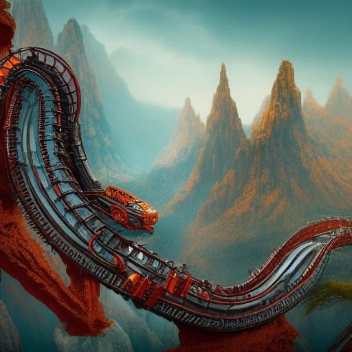 Dangerous Roller-Coaster Fantasy Concept Art