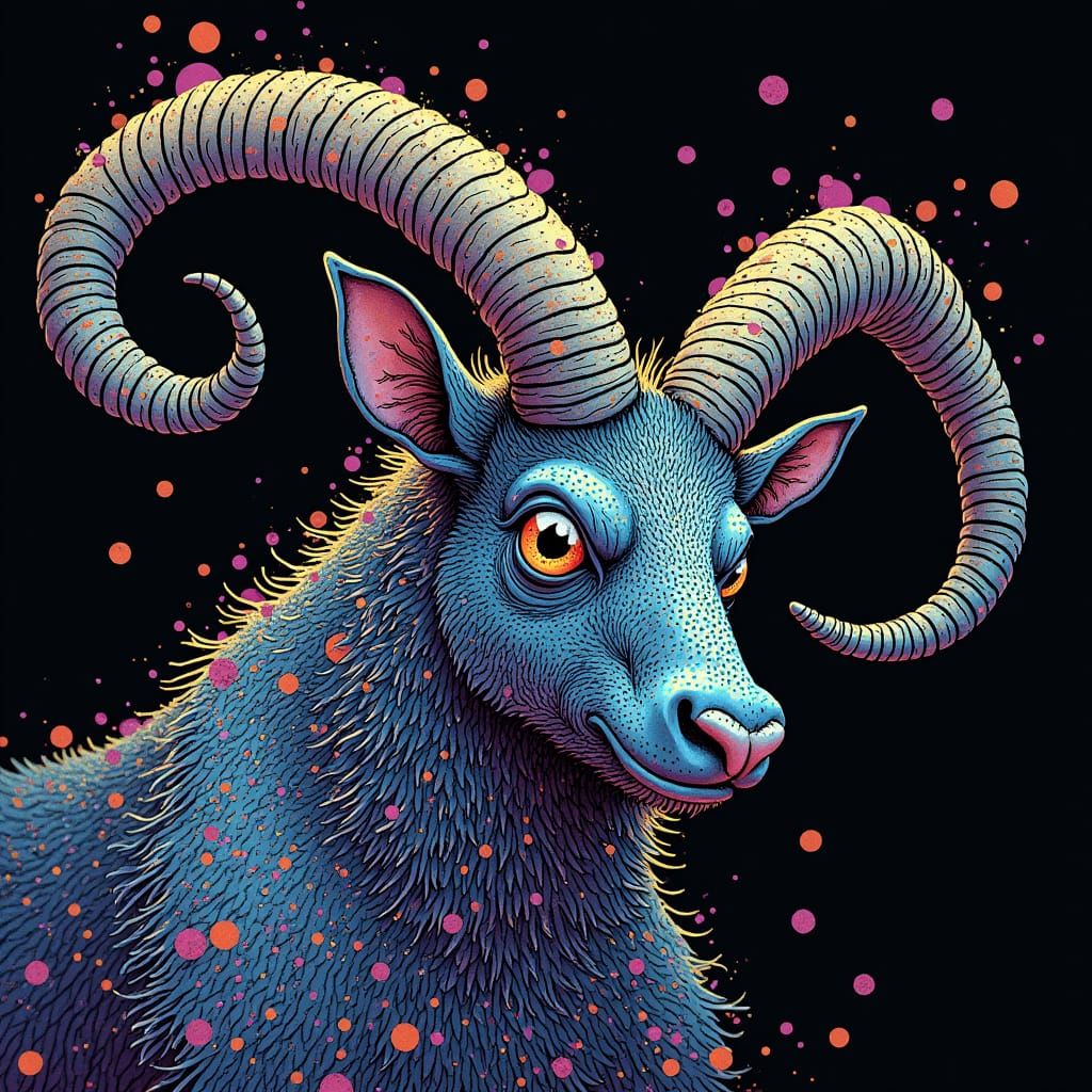 Krampus in Pen and Ink Pointillist Style