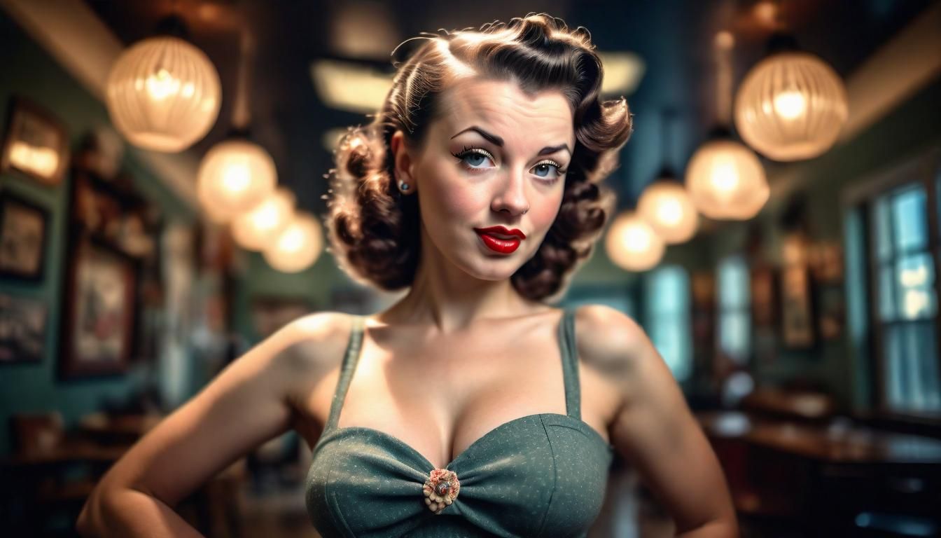 Classic 1940s Pinup Girl Portrait