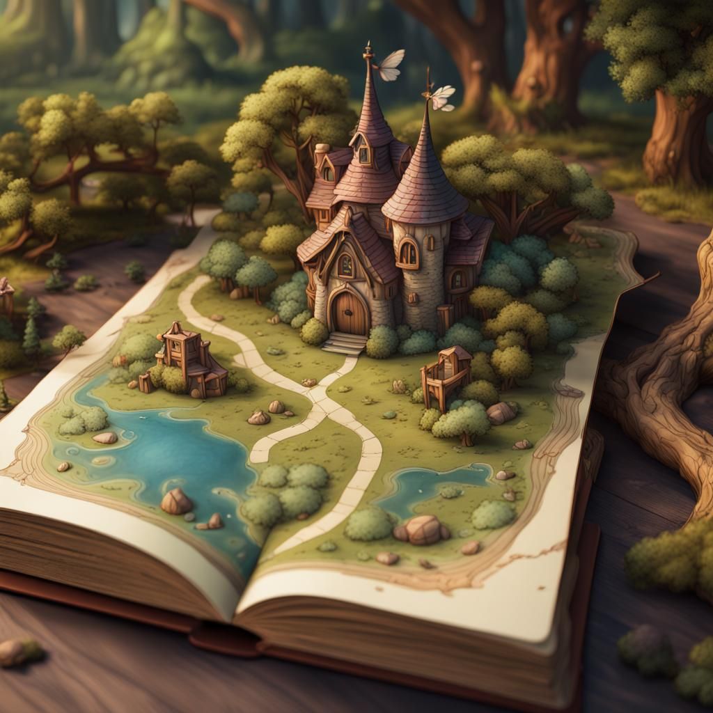 Fantasy Fairy Land Map in Pop-Up Book