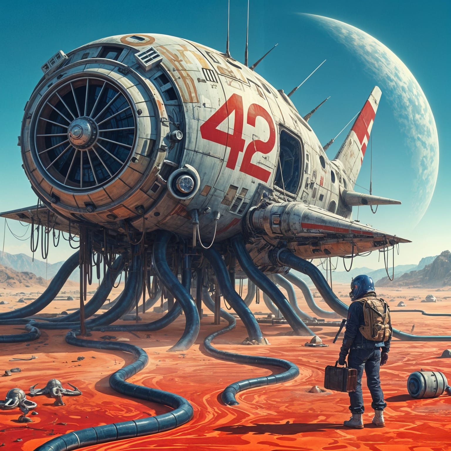 Retro Sci-Fi Scene in Vintage Style