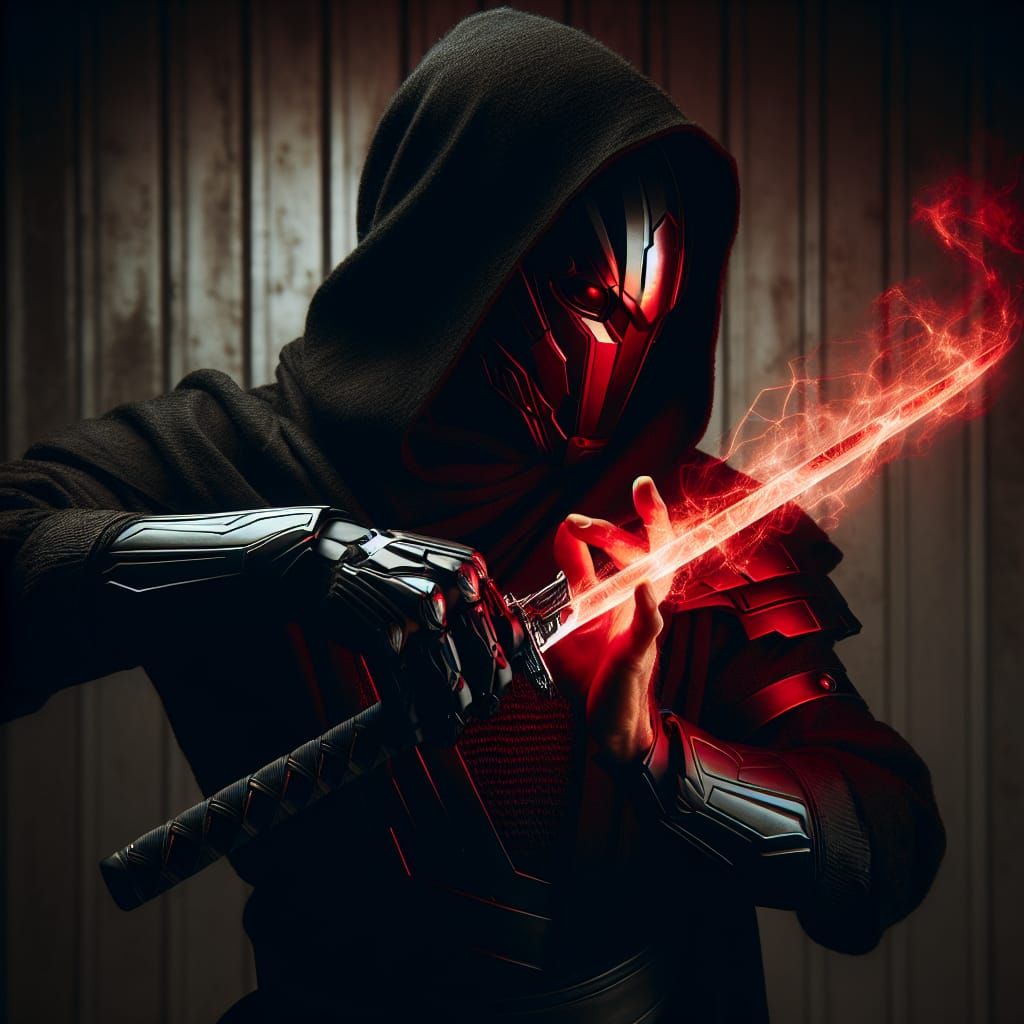 Red-Skinned Warrior Training with Energy Sword