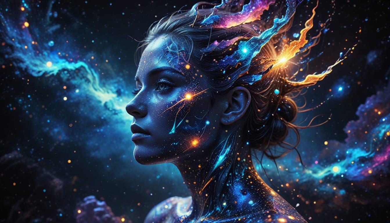 Astral Cosmic Illustration in Mixed Media