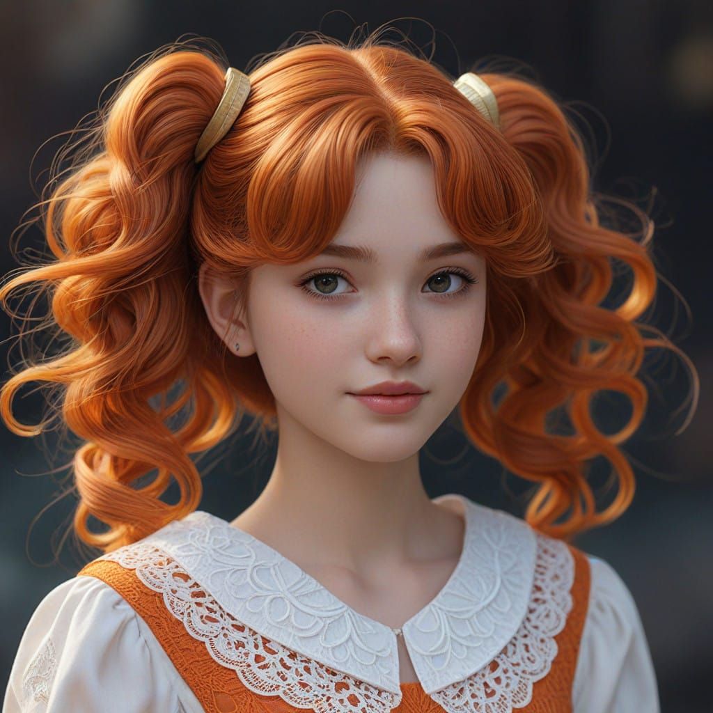 Enigmatic Young Girl in Lace Dress, Sailor Moon Hairstyle