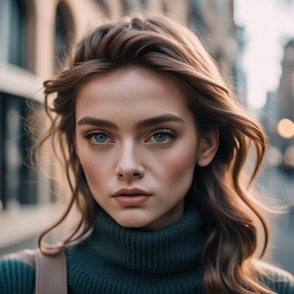 Realistic Close-up of a Stunning Fashion Model