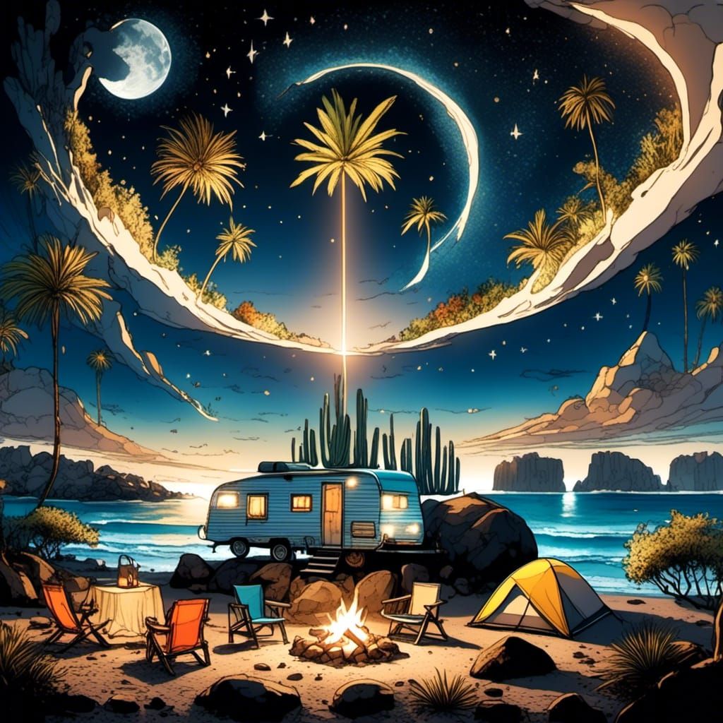 Tranquil Campsite at Rocky Point, Mexico