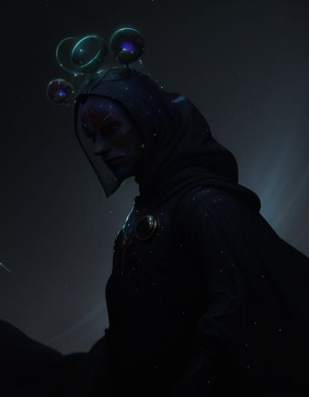 Cosmic Jester in Vibrant Holographic Starfield