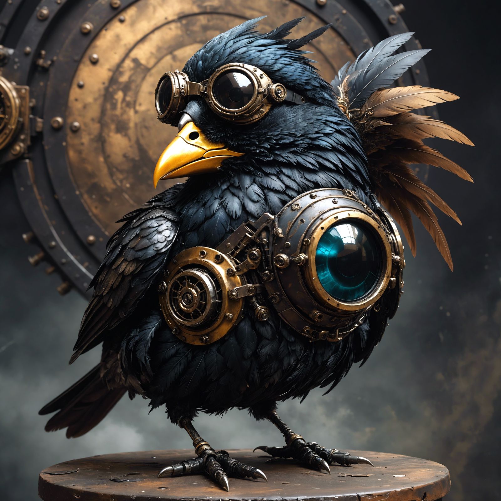 Cyberpunk Bird Portrait with Steampunk Goggles