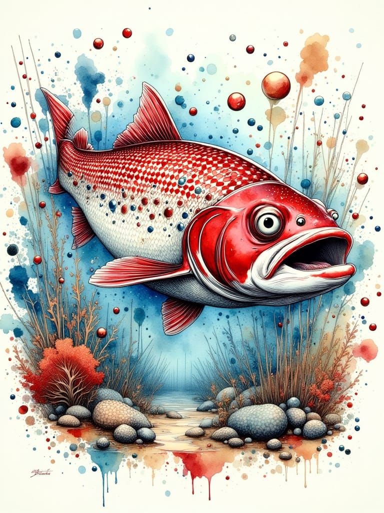Indignant Trout in Gingham Chaos