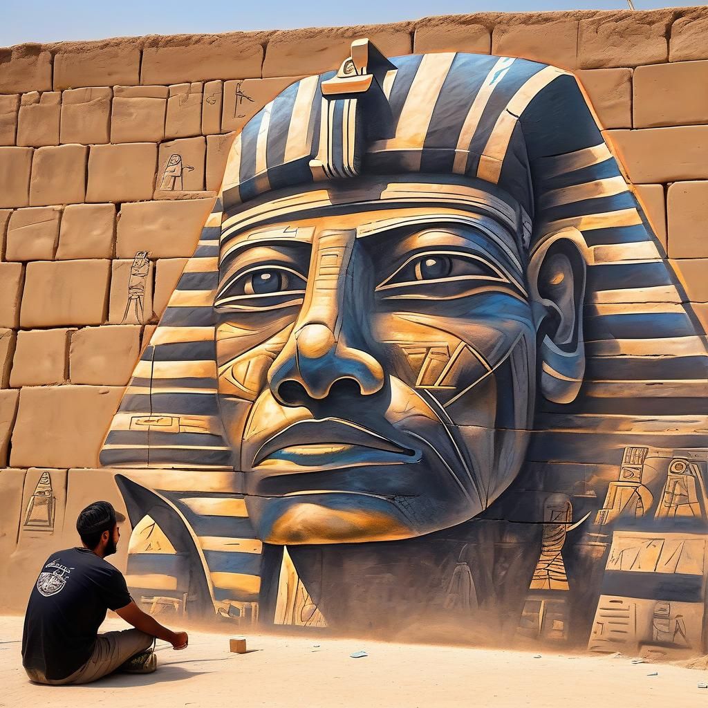 Monster Chalk Art Breaks Through Giza Pyramid Wall