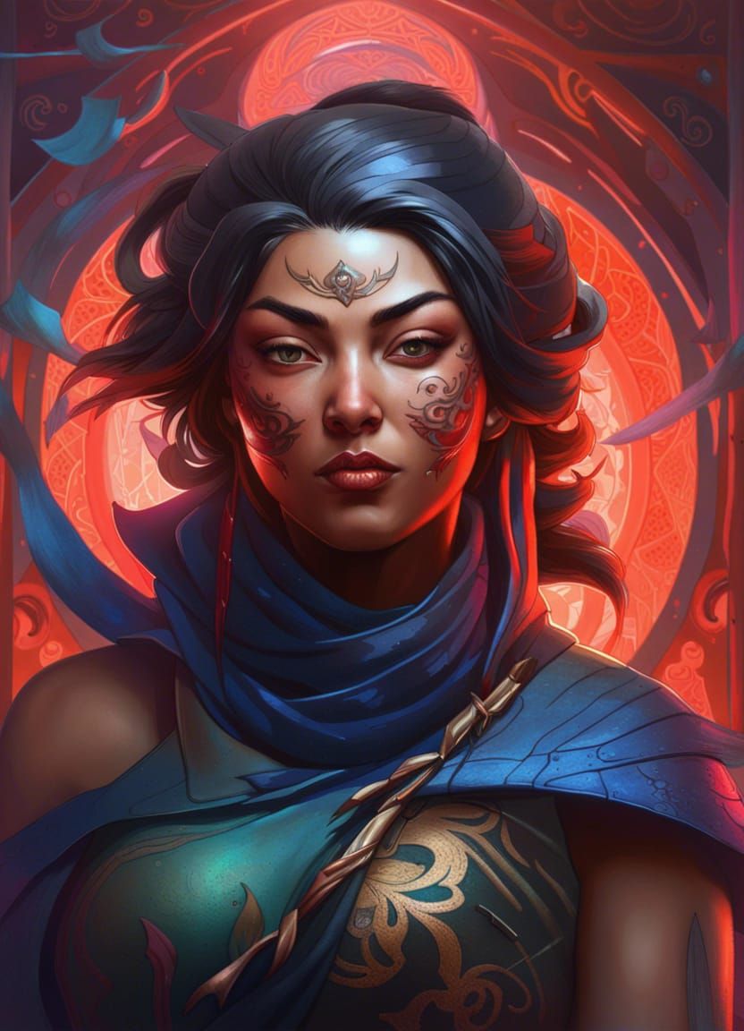 Voluptuous Ninja: Hyperdetailed Portrait in Fantasy Art Styl...
