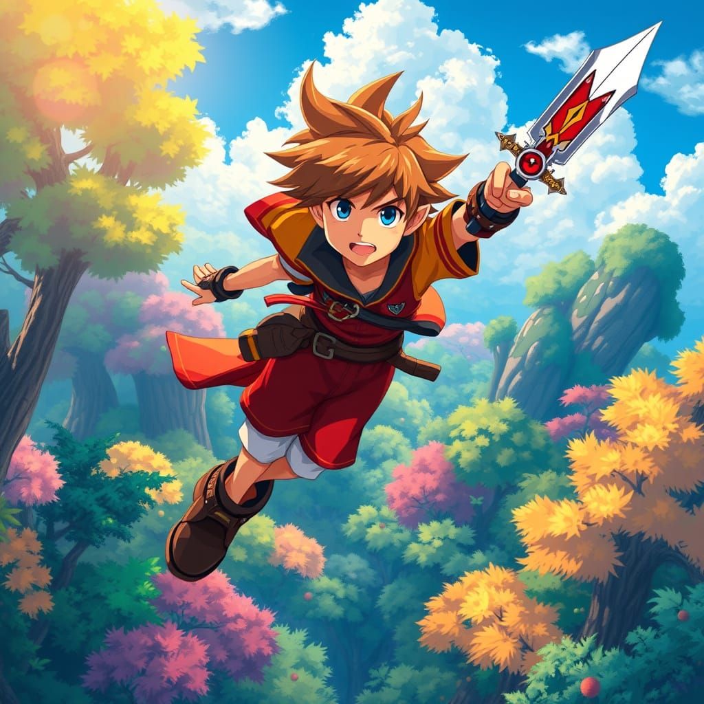 Sora's Magical Flight Through Enchanted Forest in Studio Ghi...