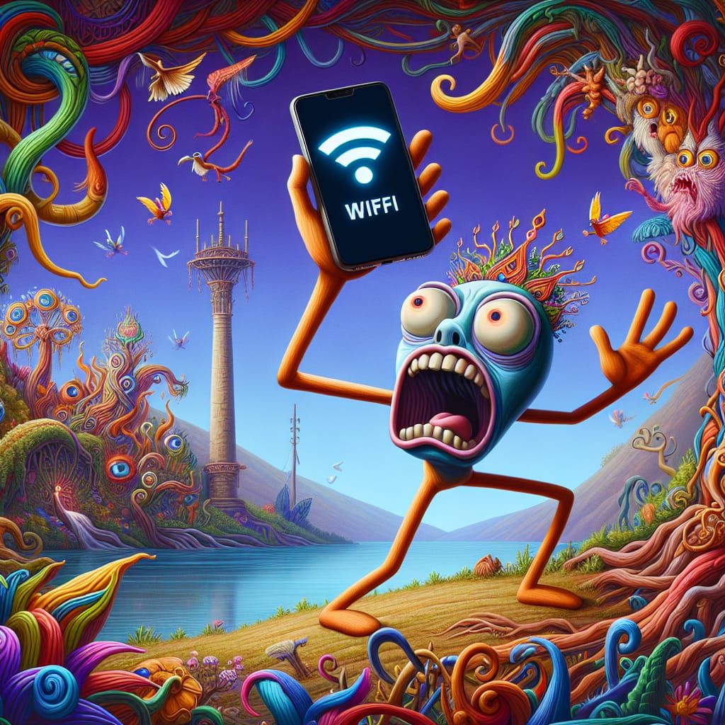 Shocked Stick Figure Screams Over No WiFi Signal