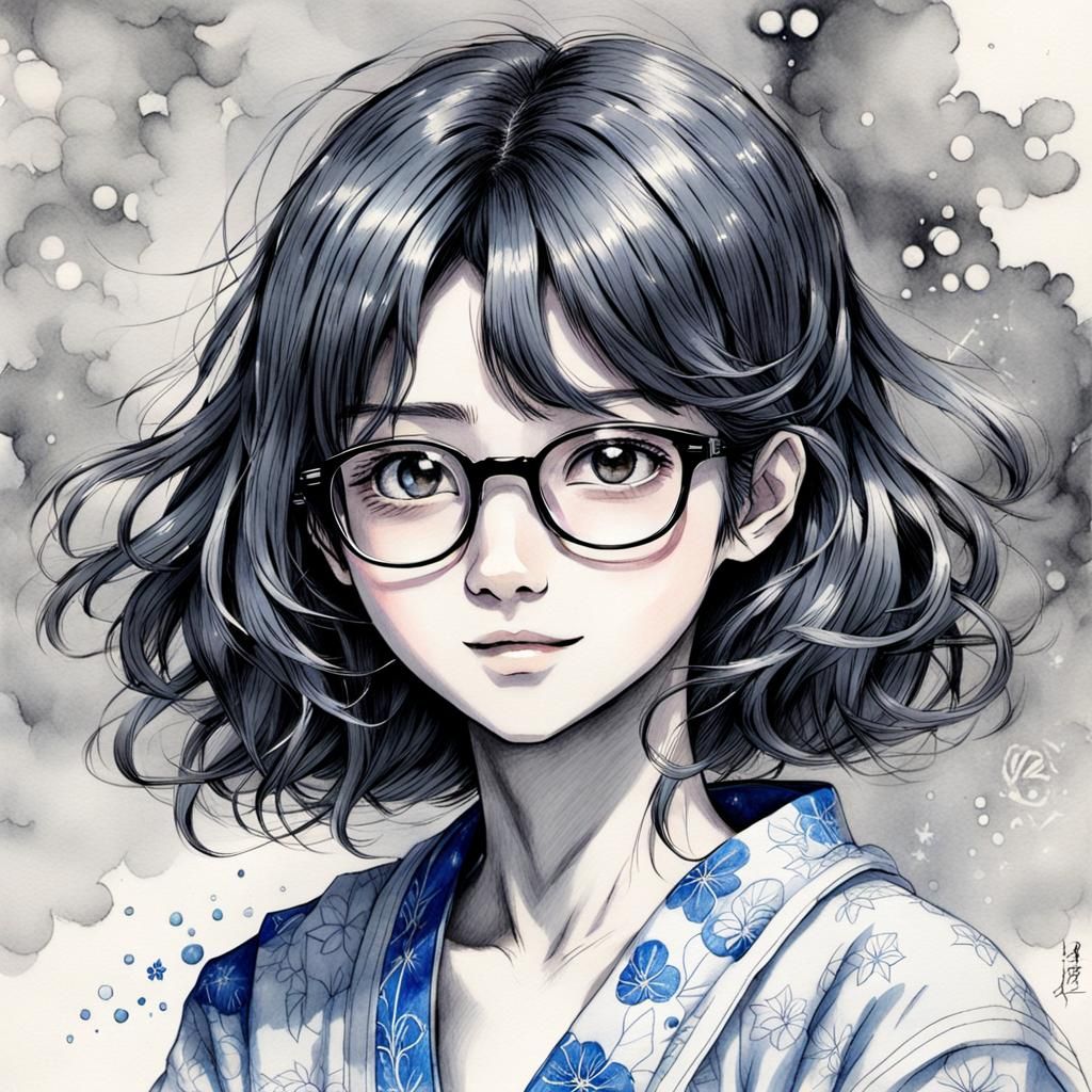 European Model in Manga Style with Gouache