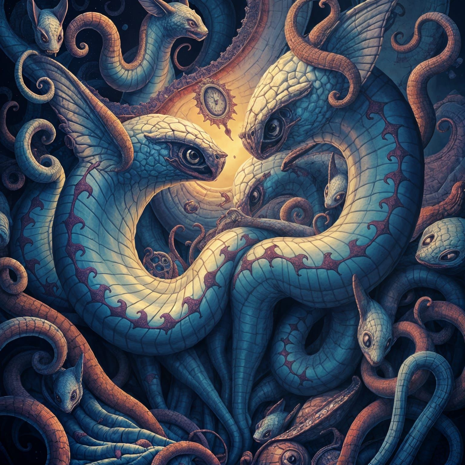 Whimsical Creatures in a Dreamlike Landscape