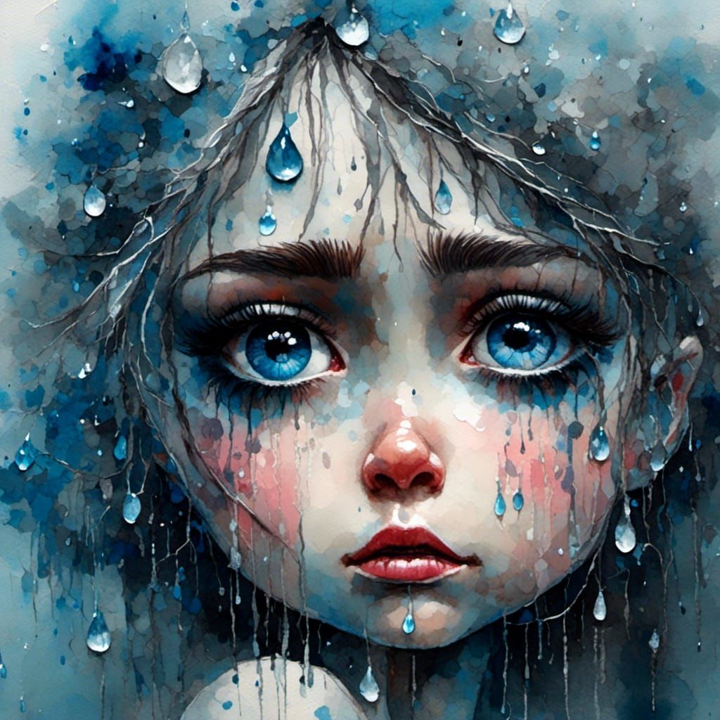 Mother's Tears: An Oil Painting of Grief