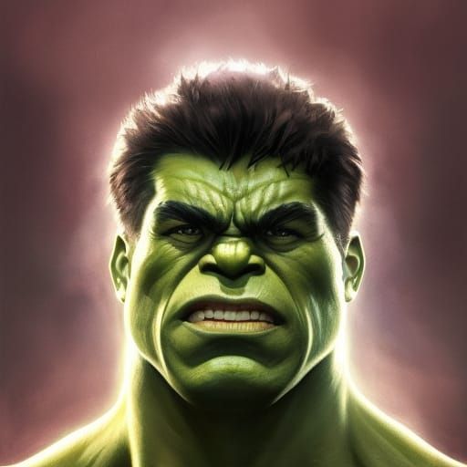 Extremely Buff Hulk Portrait in Hyperdetailed Style