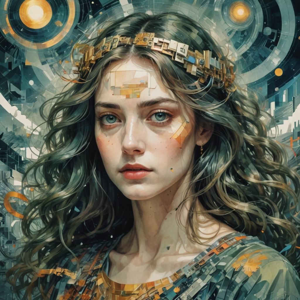 Graphic Design Portrait with Cassette Futurism Elements