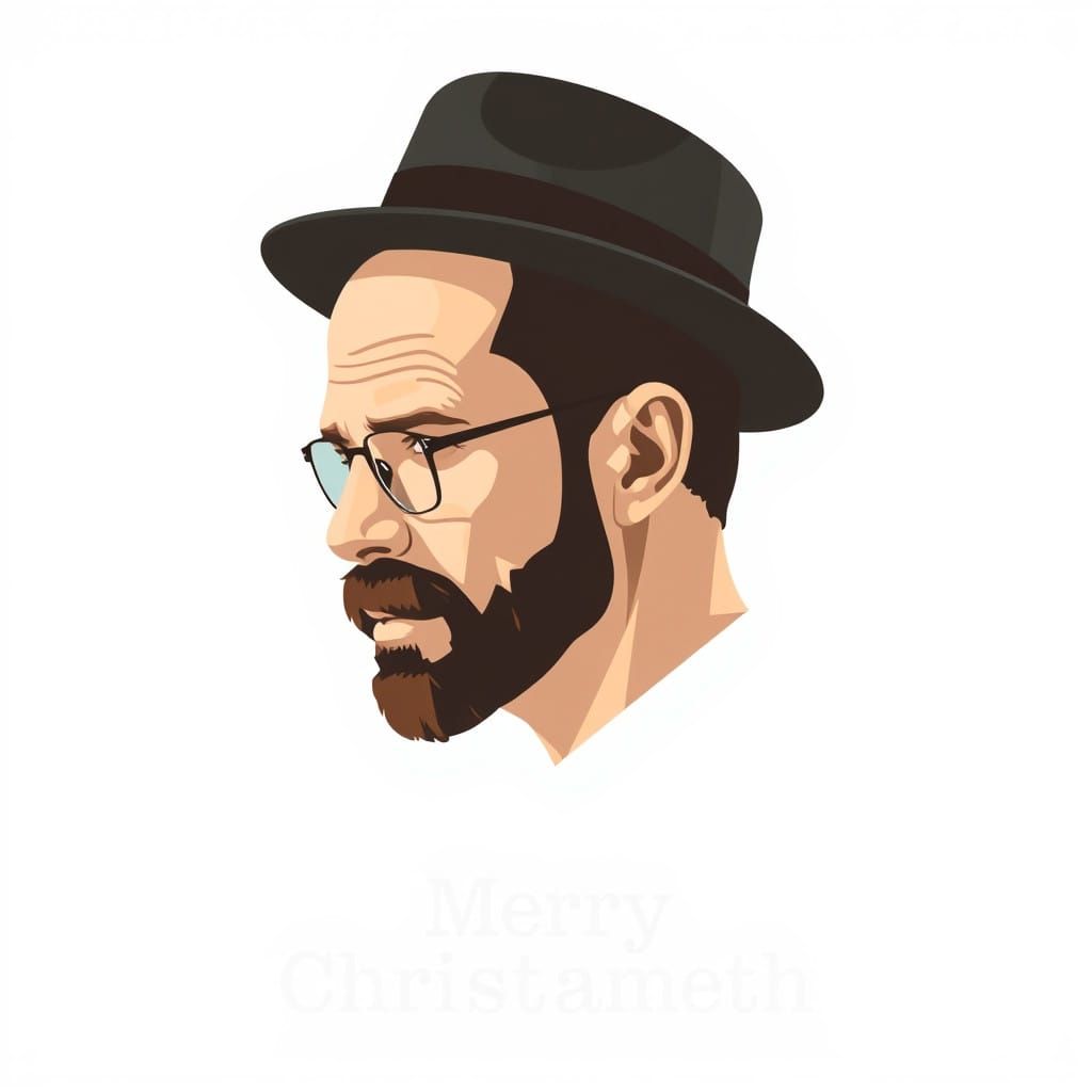Walter White in Side Profile, Minimal Colors, Vector Art