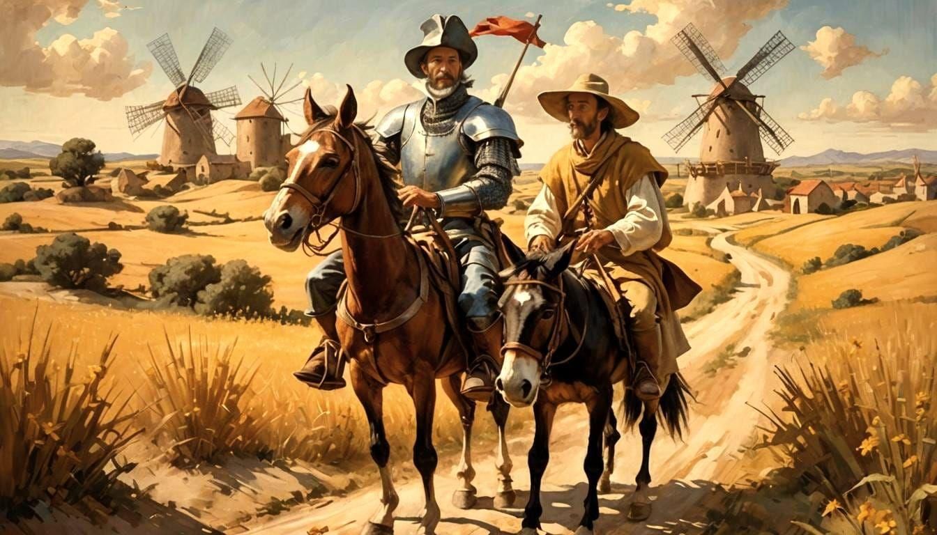 Don Quixote's Surreal Journey Through a Dali Landscape