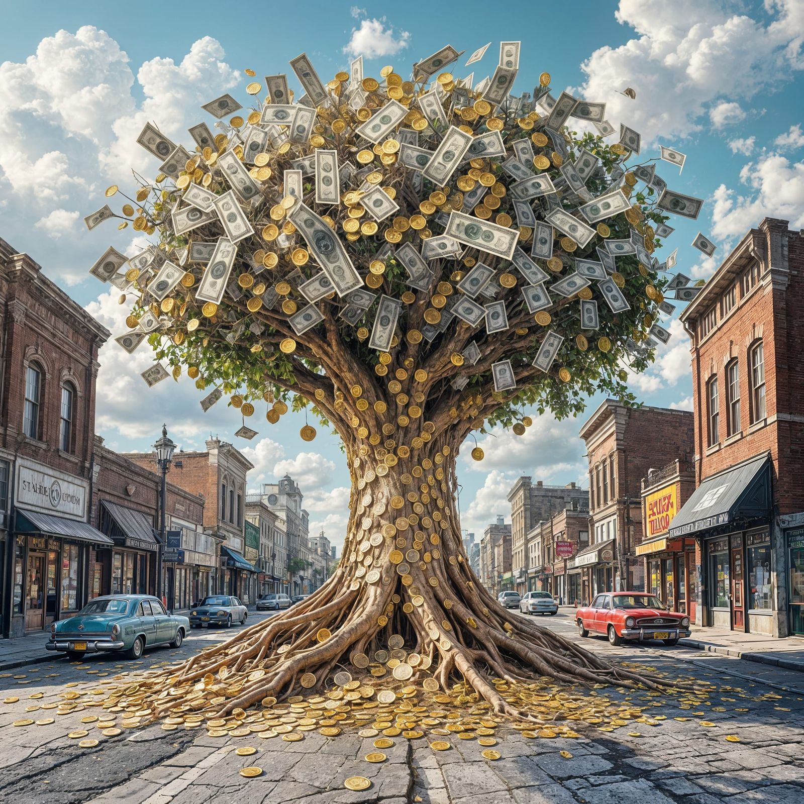 Ancient Money Tree in Deserted City