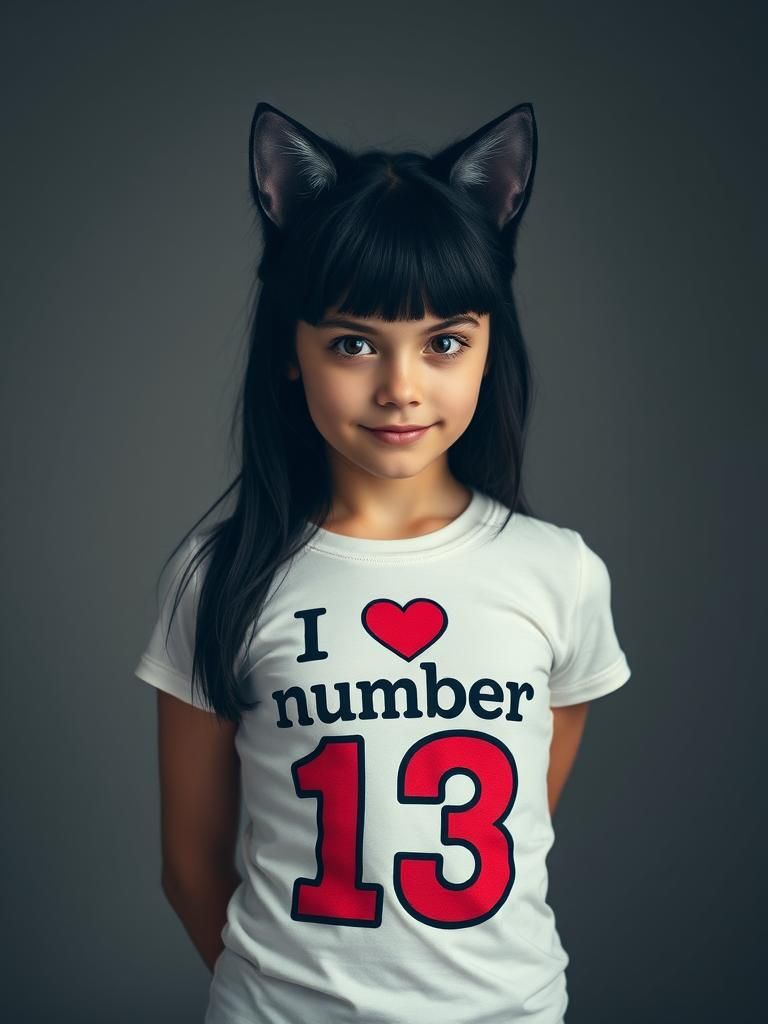 Black-Haired Girl with Cat Ears in Dramatic Lighting