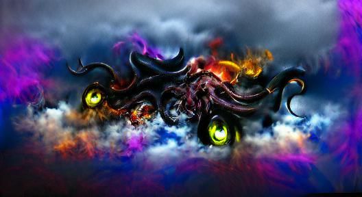 Kraken of Cthulhu in an Elemental Storm