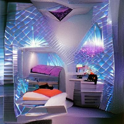 Futuristic Crystal Bedroom with 90s Aesthetic