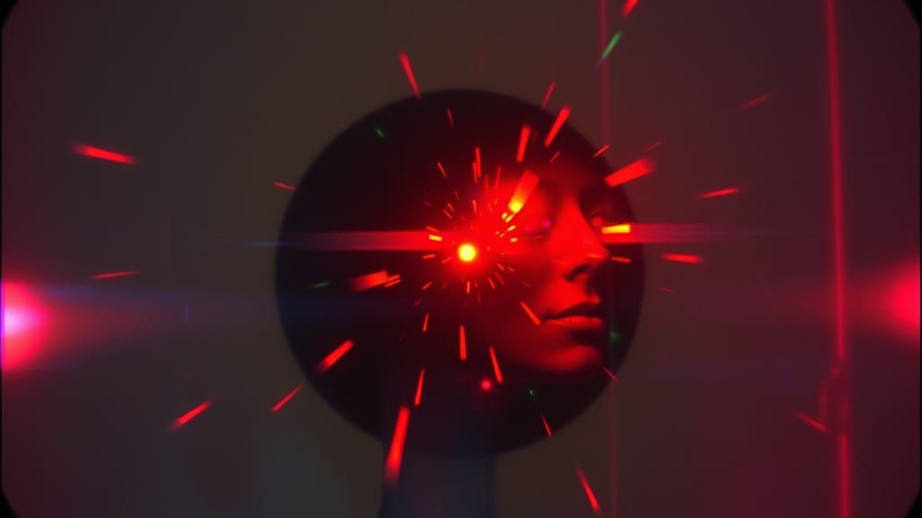 Abstract Vintage Photo with Chromatic Aberration and Glitche...