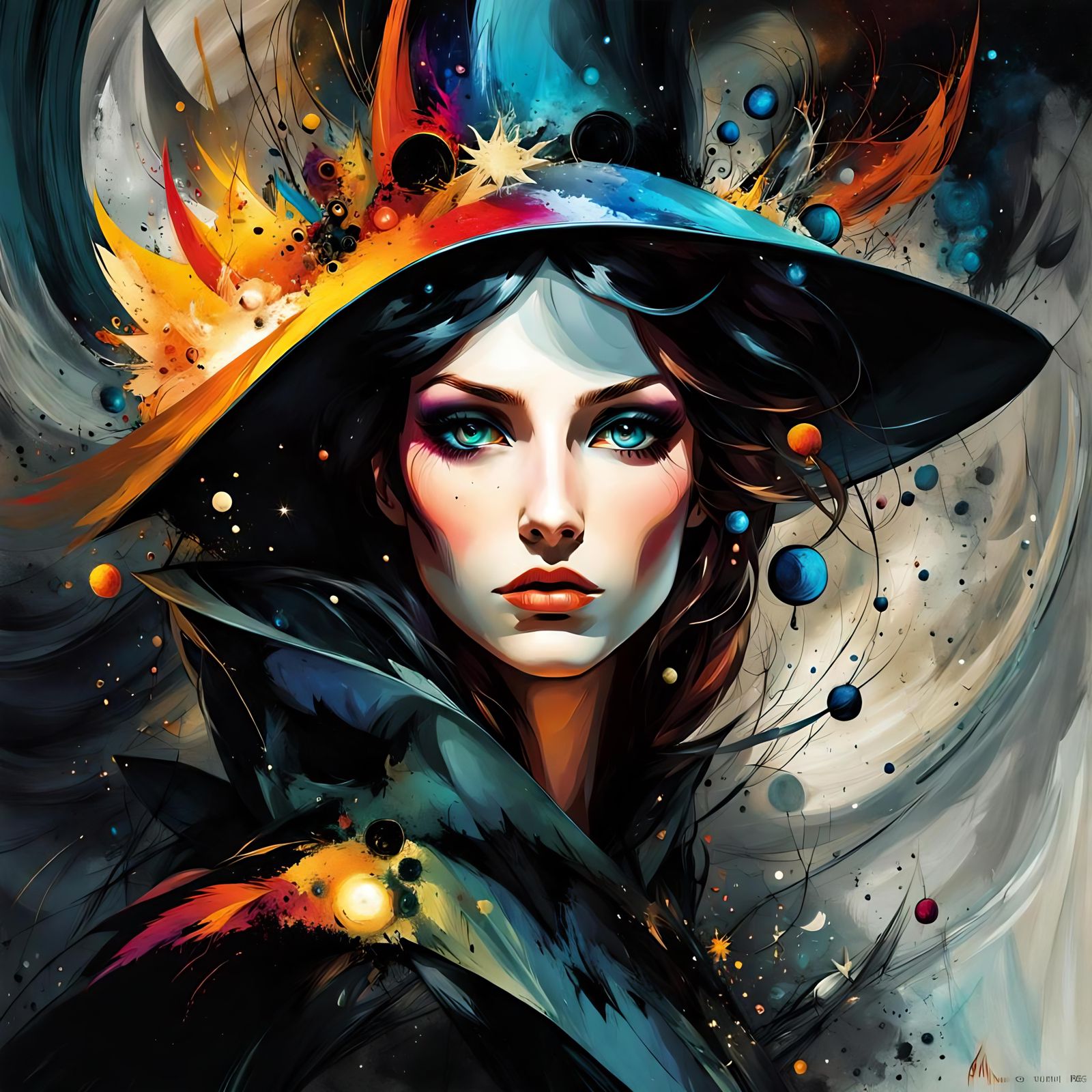 Enchanted Wizard with Abstract Colors, Cubist Style