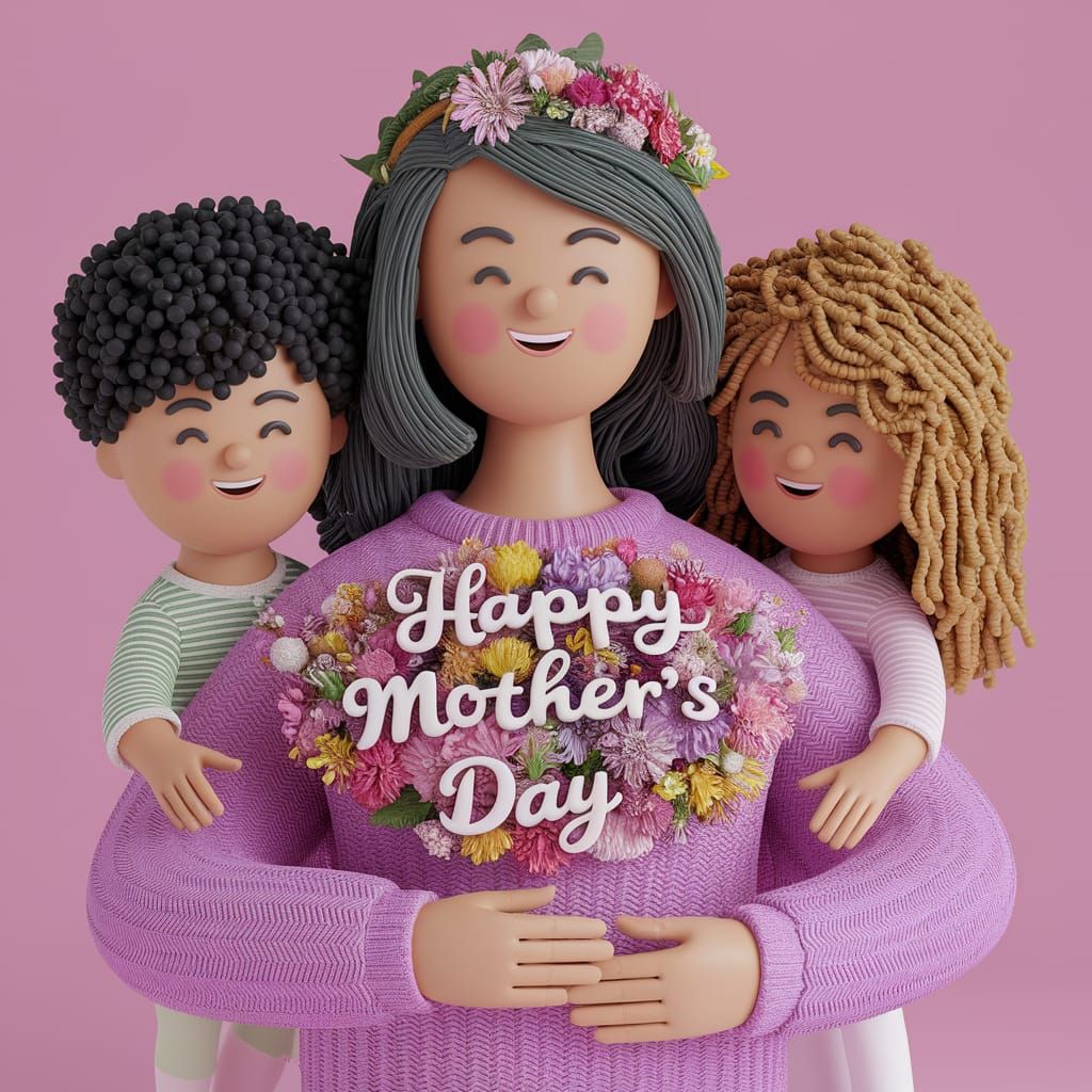 Happy Mother's Day: Luminous 3D/2D Textured Art