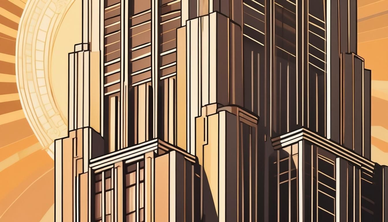 Art Deco Skyscraper in Architectural Illustration Style