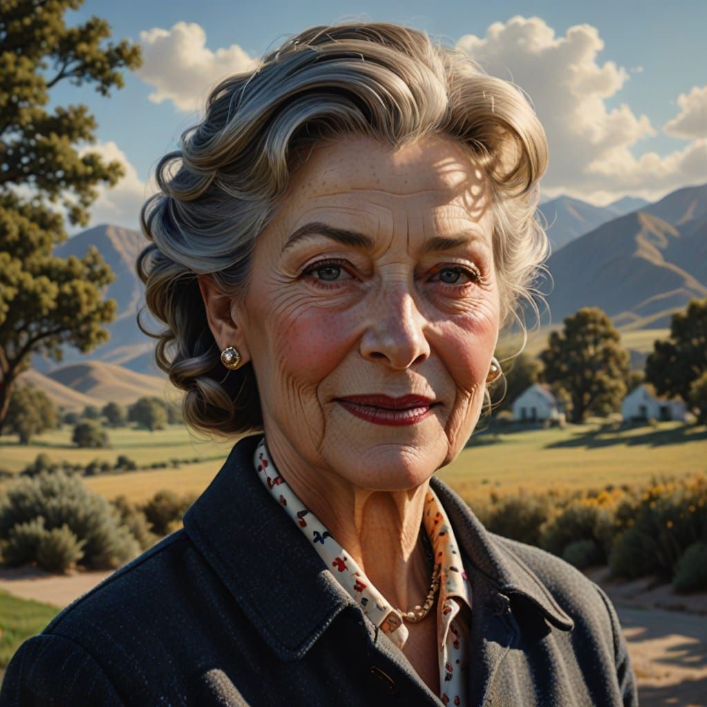 Elegant English Woman in 1950s Photorealistic Portrait