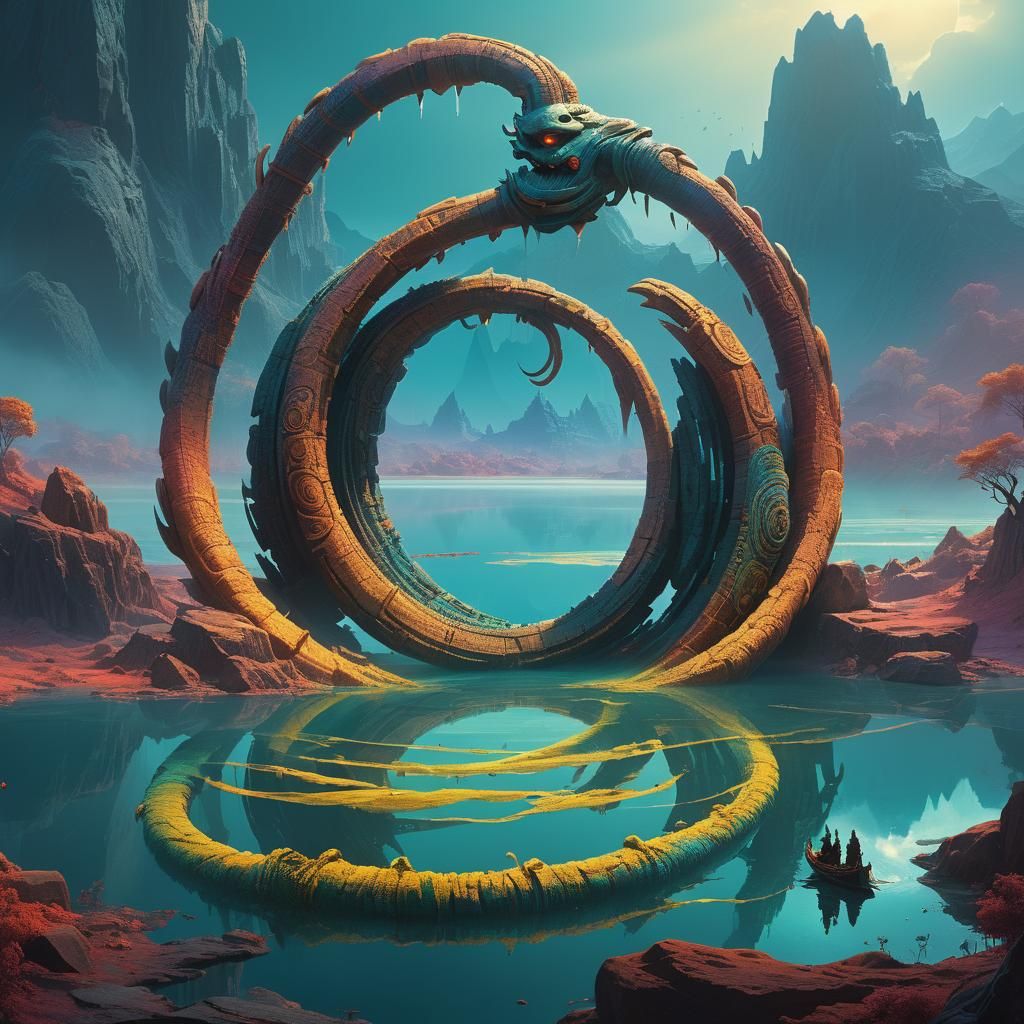 Majestic Nag Coiled by a Serene Lake