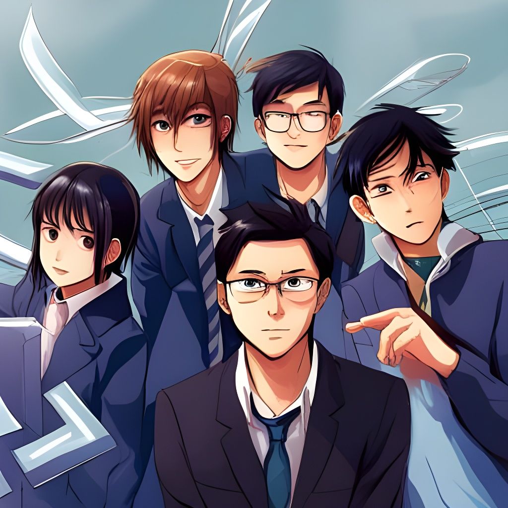 Anime Style Cartoon of Young People Posing