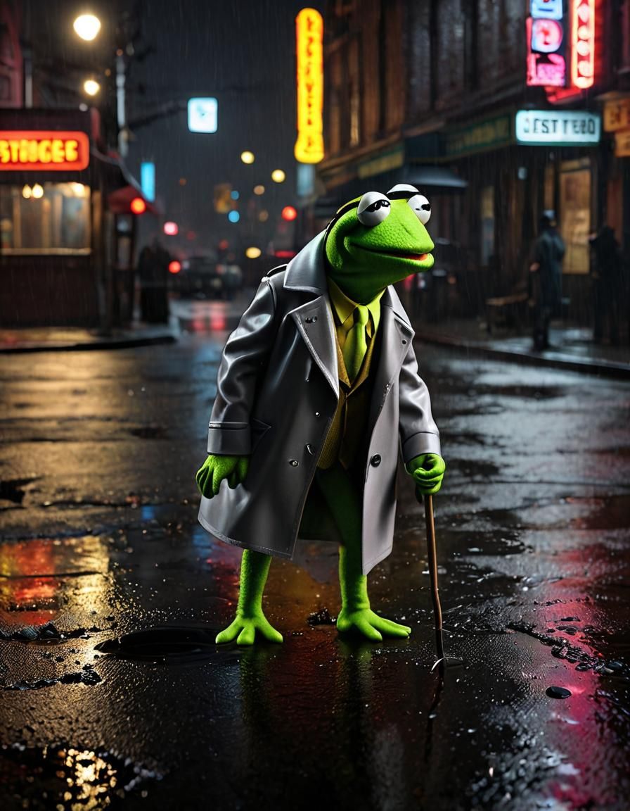 Kermit the Frog as Film Noir Gumshoe Detective