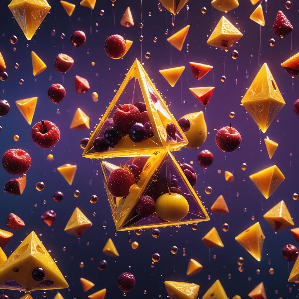 Prism Fruit with Translucent Liquid: Hyperrealistic Sci-Fi A...