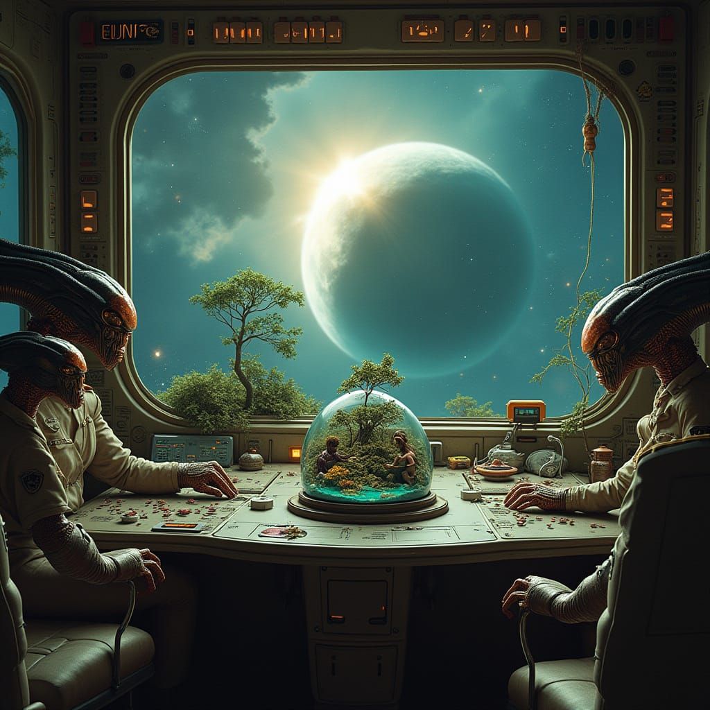 Alien Captors Control Cosmic Event in Giger Mead Style