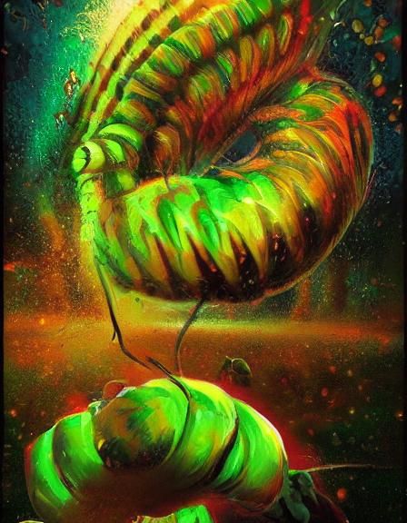 Hyperrealistic Silkworm Farming in Splash Art Style
