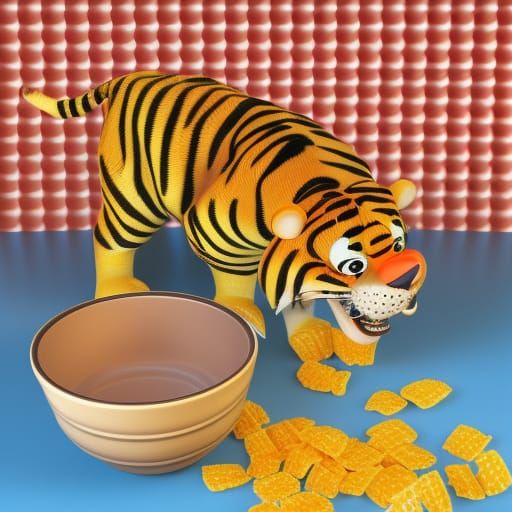 Tony the Tiger Eating Cereal: Pixar-Style 3D Art
